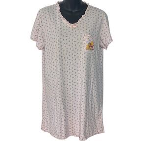 Vintage women’s large Winnie the Pooh 90s nightgown floral ruffle cotton